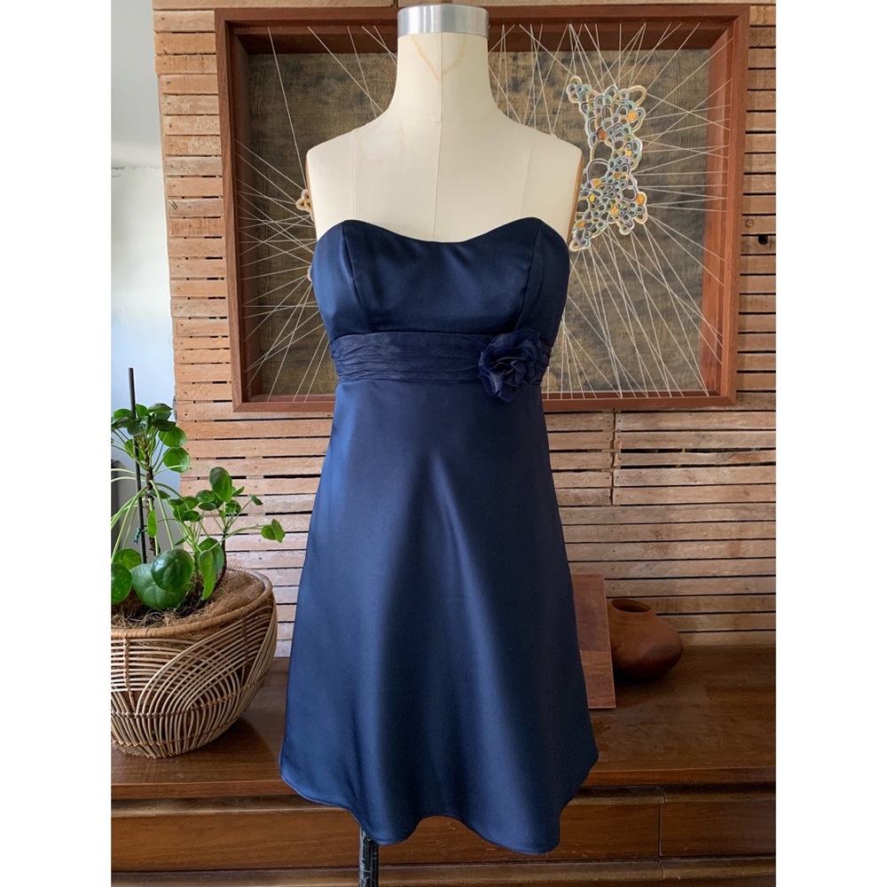 Sweetheart neckline mini dress (navy)